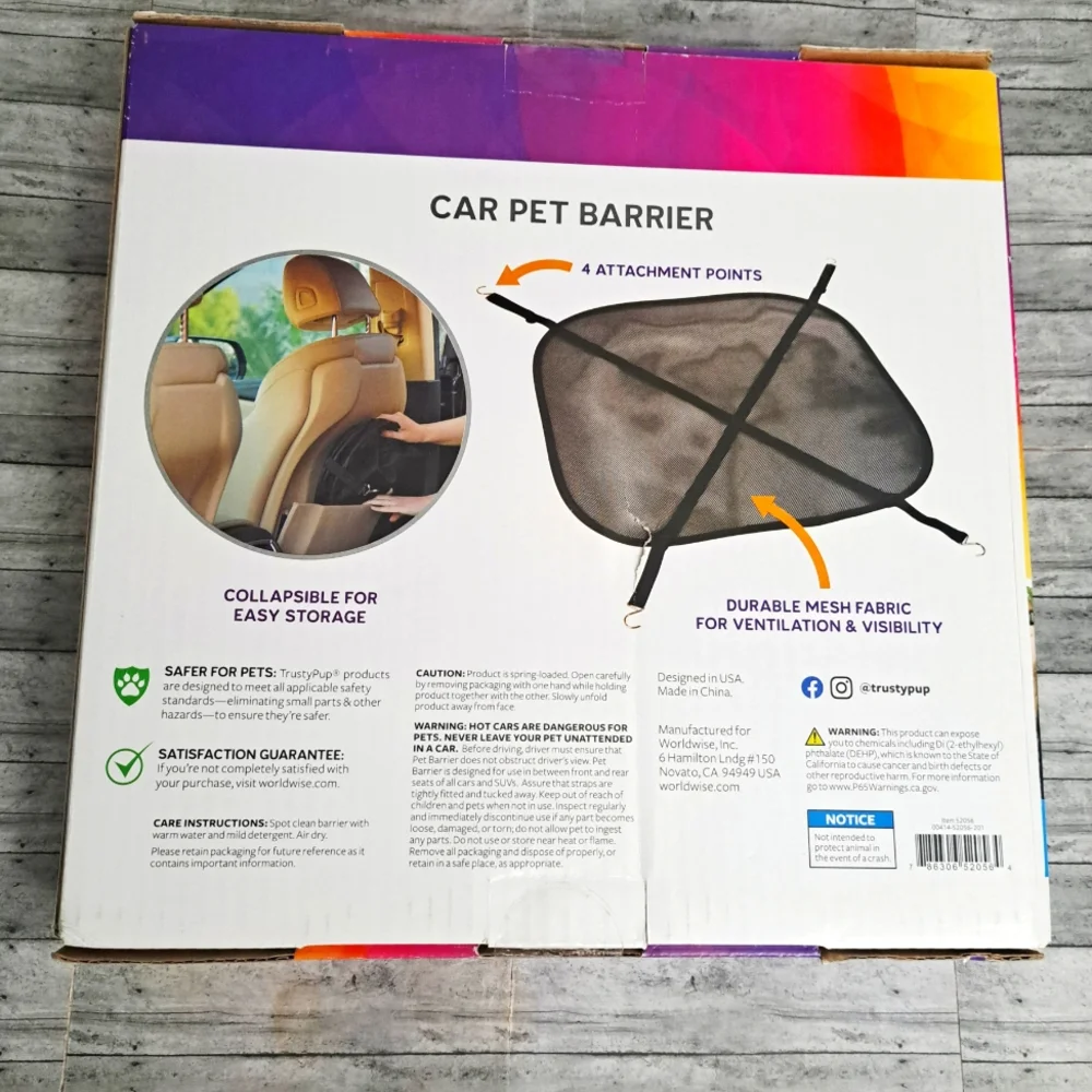 Tusty Pup Black Car Pet Barrier